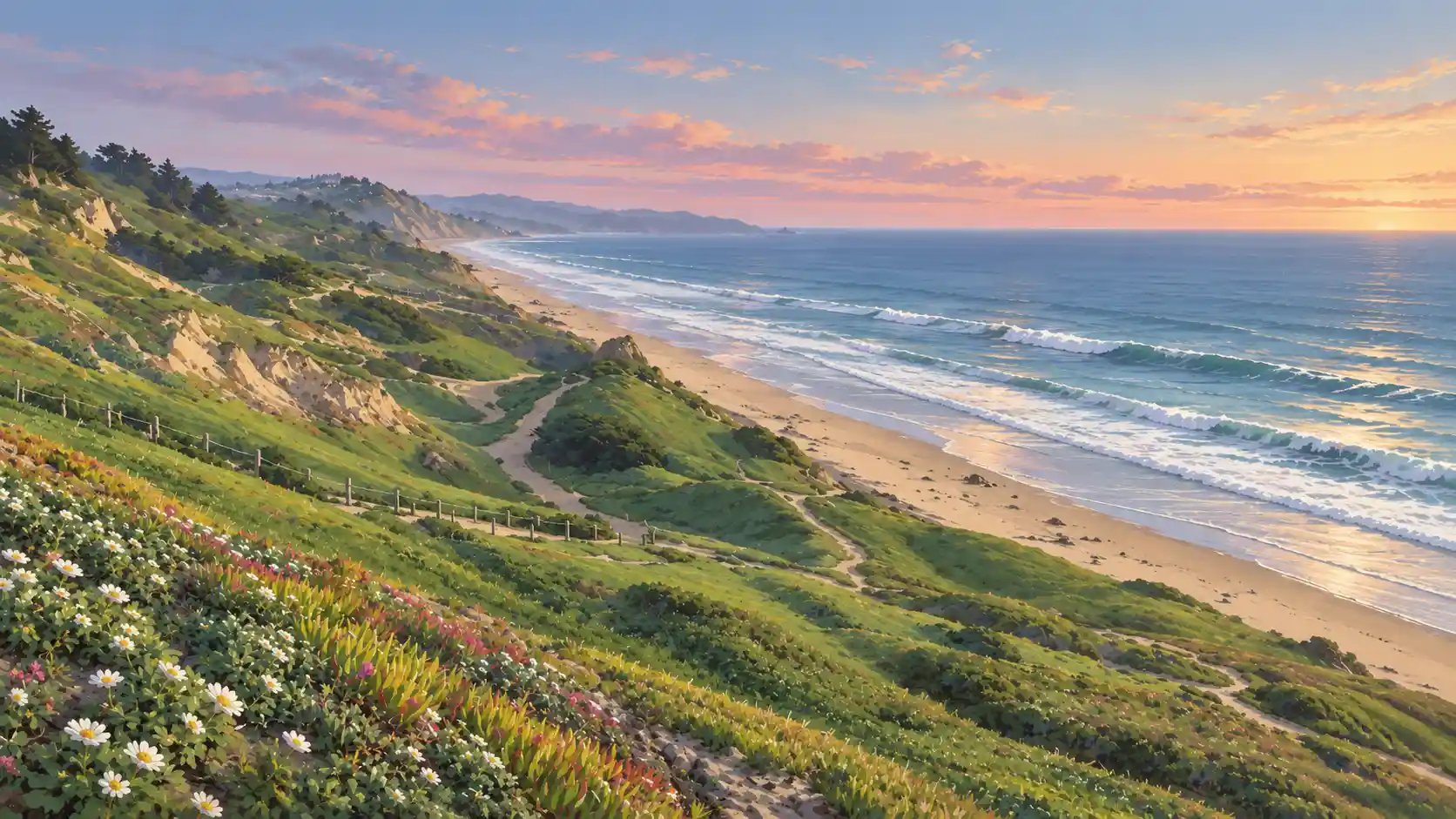 Daly City coastline at sunset